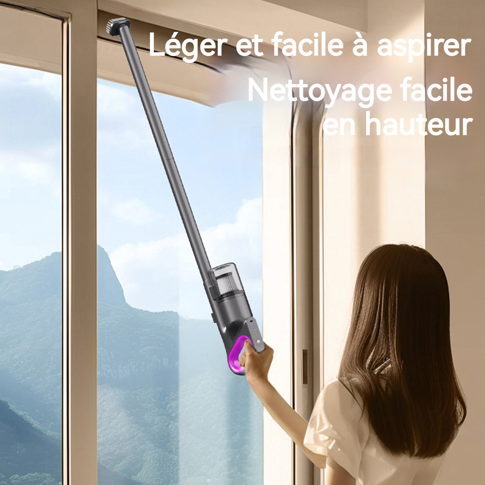Aspirateur vertical sans fil 120w 2000 mah 10 kpa 260 ml 3ème vitesse longue durée de vie de la batterie léger et facile à tenir