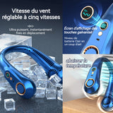 Ventilateur de cou sans pales 3000mah rechargeable à 5 vitesses avec affichage numérique éventail de cou ventilateur portable