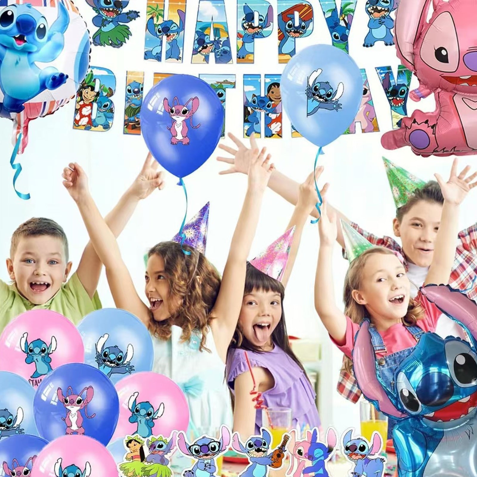 Ballon 39 pcs Décoration de fête à thème de dessin animé pour anniversaire d'enfants drapeau gâteau ballon Décoration de ballons