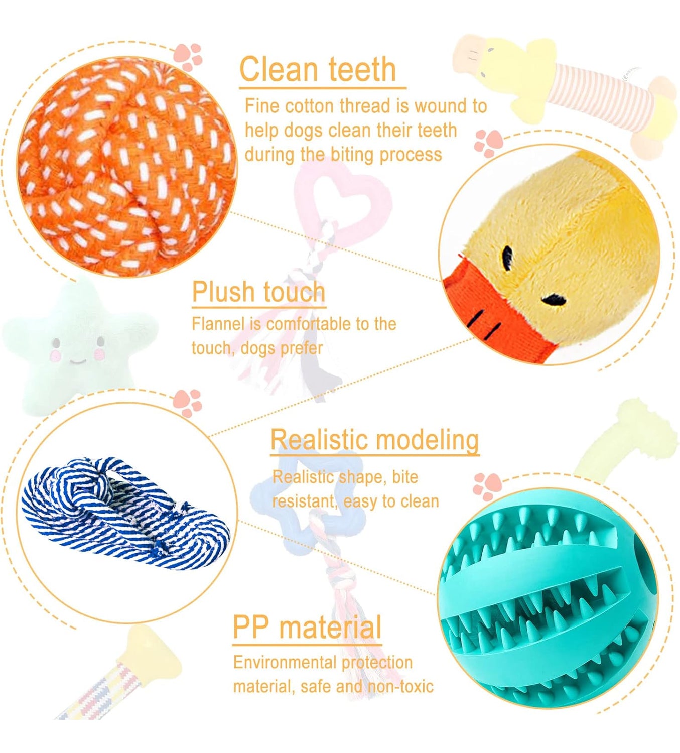 Jouets pour chien, jouets en coton naturel non toxique 20 pièces, jouets à mâcher durables pour chiens de petite et moyenne taille