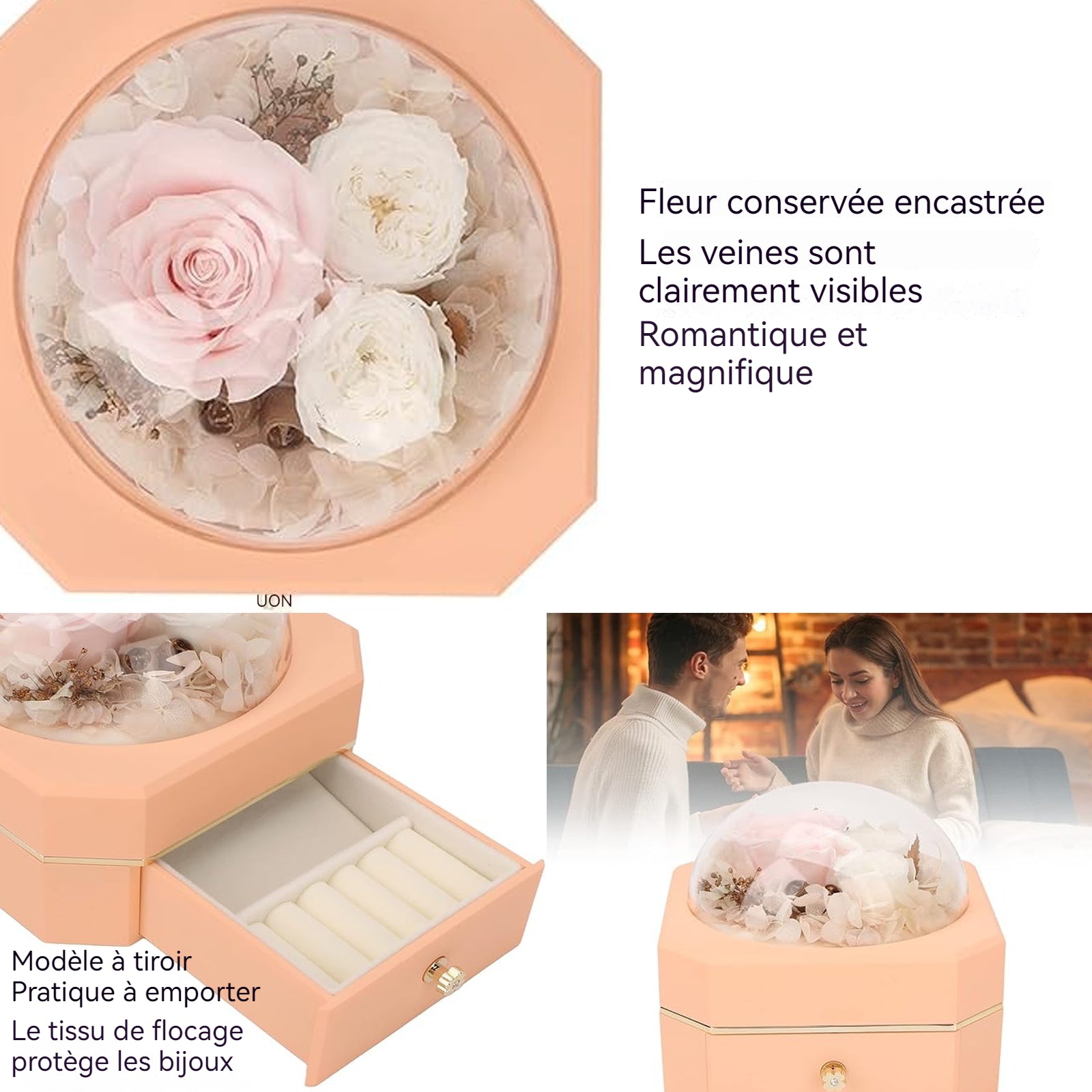 Emballage de noël 11,5x11,5x11cm coffret cadeau décoration rose coffret cadeau de noël boîte à bijoux coffret cadeau exquis noël