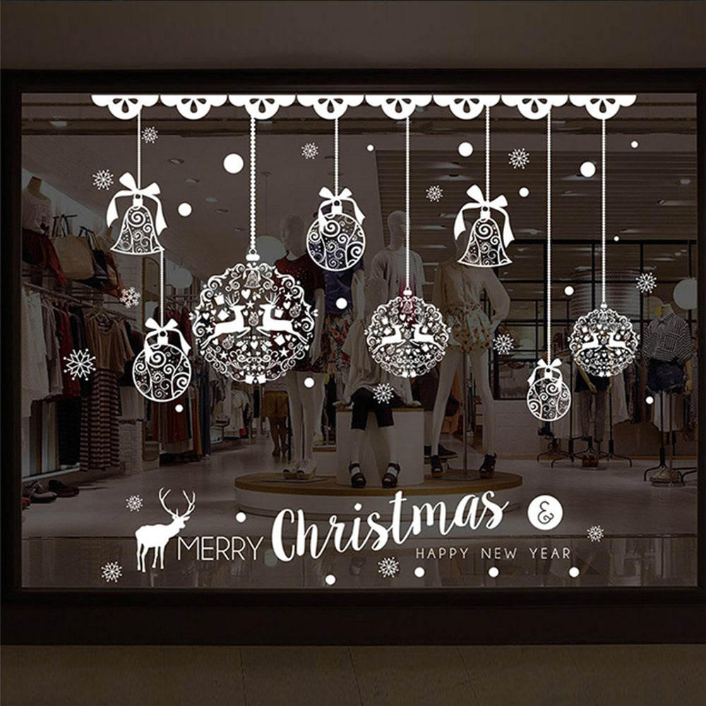 Autocollants de noël mignons pour décorer les fenêtres de centres commerciaux, autocollants muraux de vacances auto-adhésifs