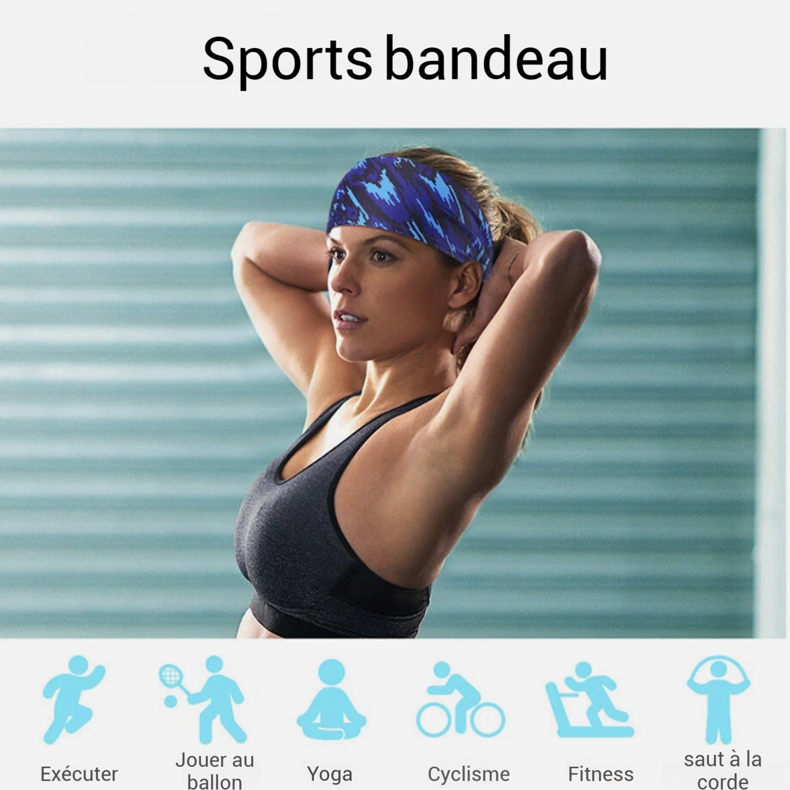 Bandeau de sport 50cm anti-transpiration réglable pour hommes et femmes bandeaux de transpiration bandeaux de sport bandeau de sport