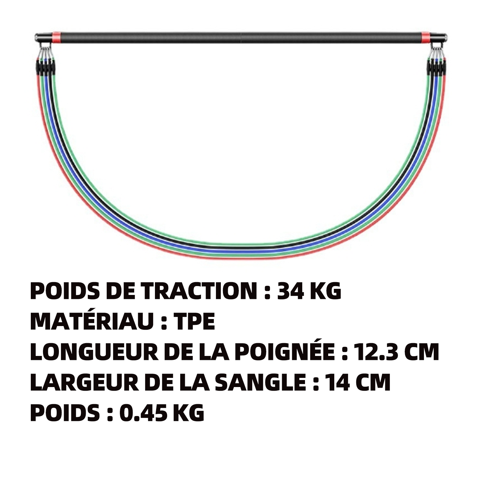 Bande élastique fitness 75 lbs corde de tension bande de résistance résistance elastique latex-barre pilates à pour etirement squat