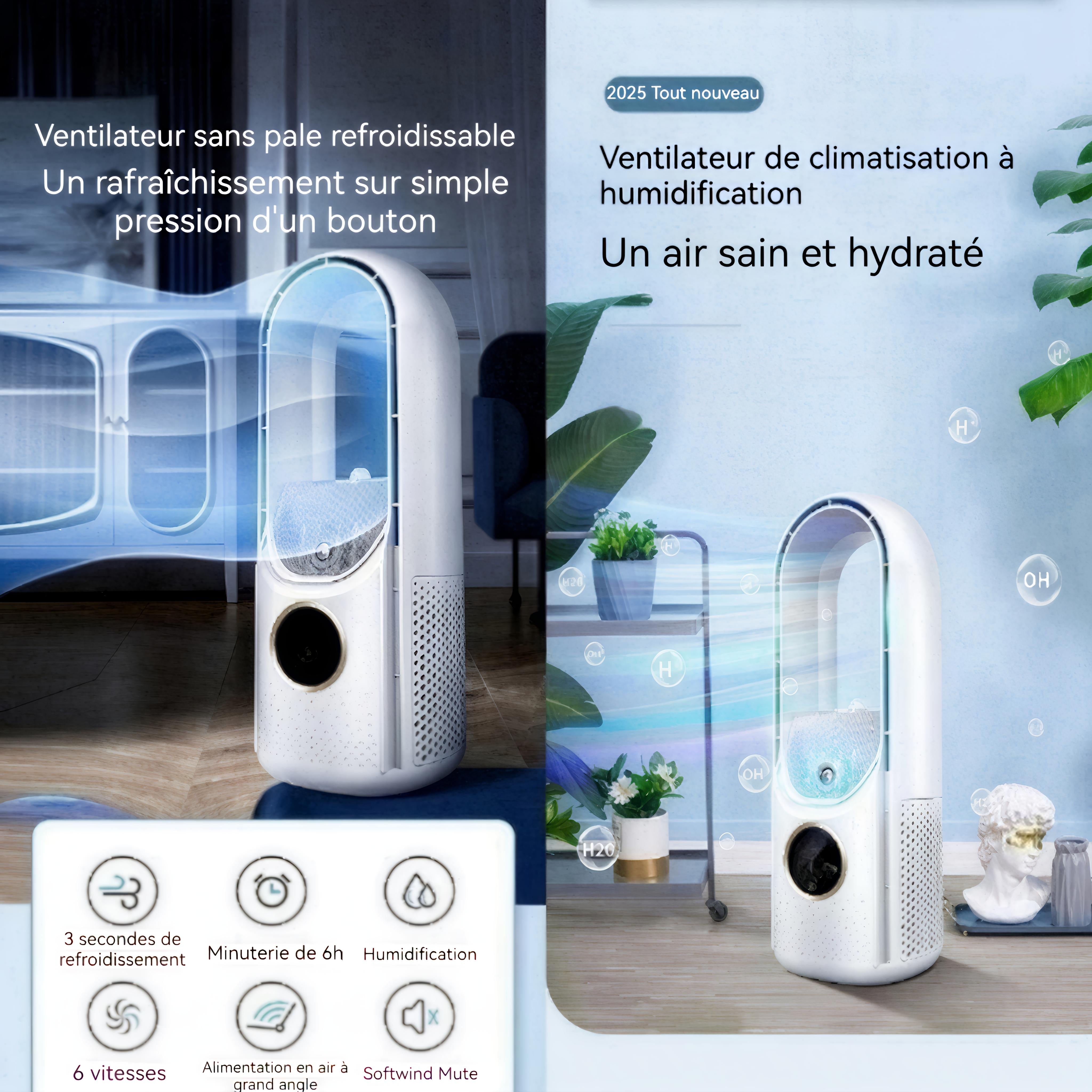 Mini refroidisseur d'air de bureau Ventilateur sans pales pour le refroidissement climatisation humidificateur climatisation USB