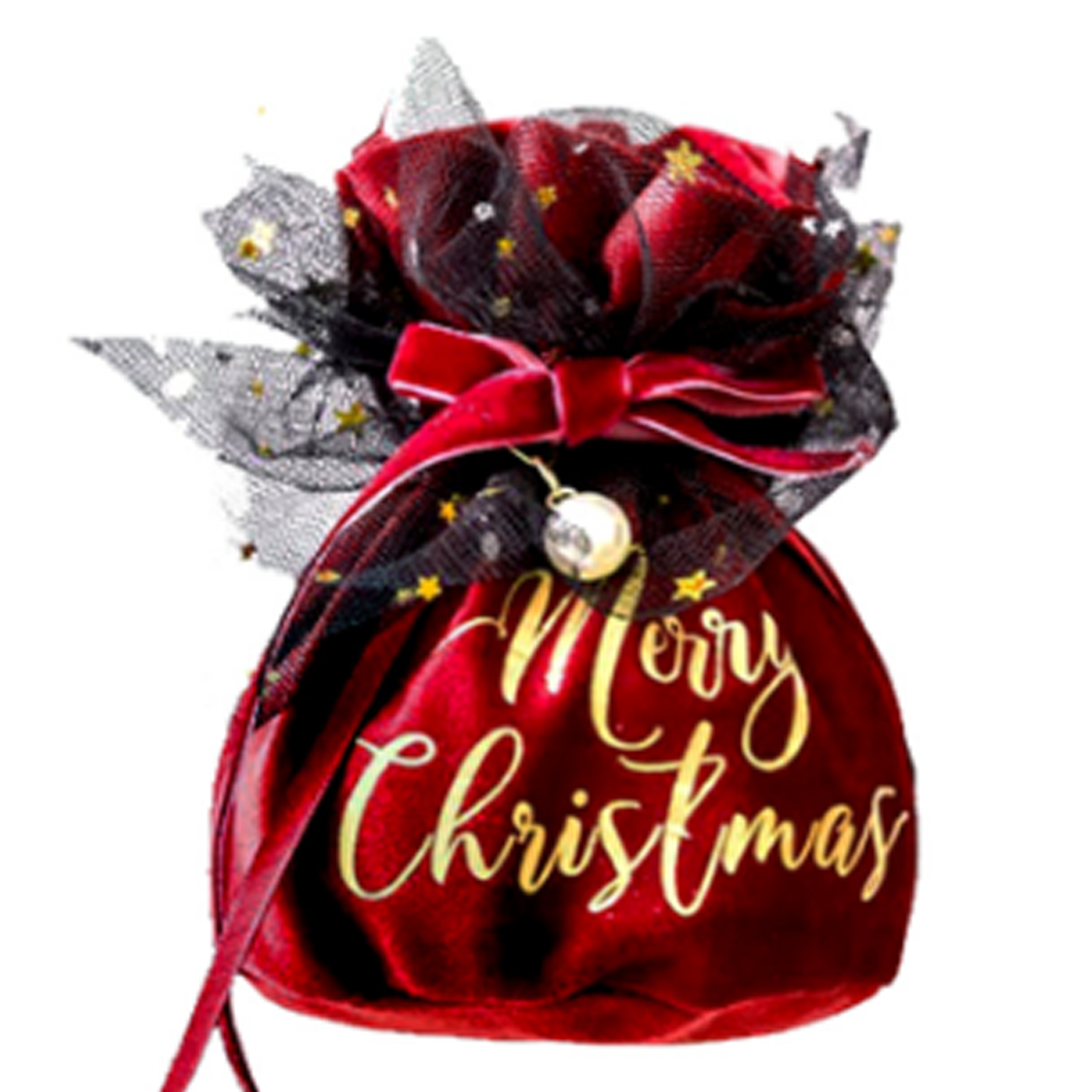 Emballage de noël 1 lot de 4 styles différents sac à pommes créatif en velours de noël décoré de perles et de cloches exquises