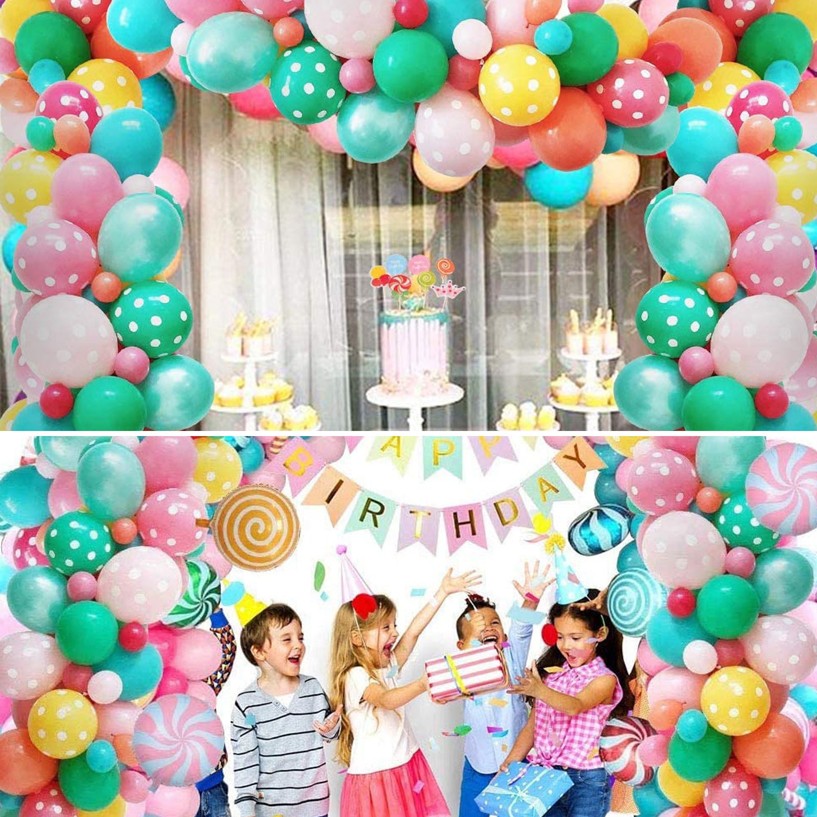 Ballon Soirée sur le thème des bonbons 55 pièces Accessoires inclus Convient à de nombreuses occasions Décoration Anniversaire