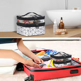 trousse de toilette 80g double couche transparent et visible imperméable avec poignée de transport grande capacité sac à cosmétiques