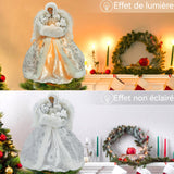 Ornements 30x17x17cm décoration d'arbre de noël pendentif en haut d'arbre de poupée ange blanc livré avec des effets de lumière
