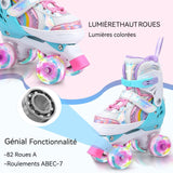 Patins à roulettes S 31-34 4 Taille Réglable avec 8 Roues Lumineuses débutants pour Roller Enfant Fille et Garçons Roller Enfant