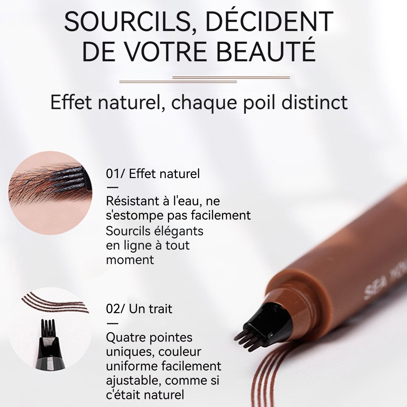 rayon à sourcils à quatre pointes 5 g 11,5x2cm 5 couleurs Facile à appliquer Résistant à l'eau et aux bavures Couleur longue tenue