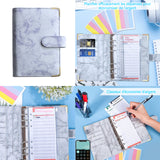 arnet A6 Feuilles mobiles carnet note cuir PU texture de marbre budget/planification financière/carnet livre de comptes mobilea