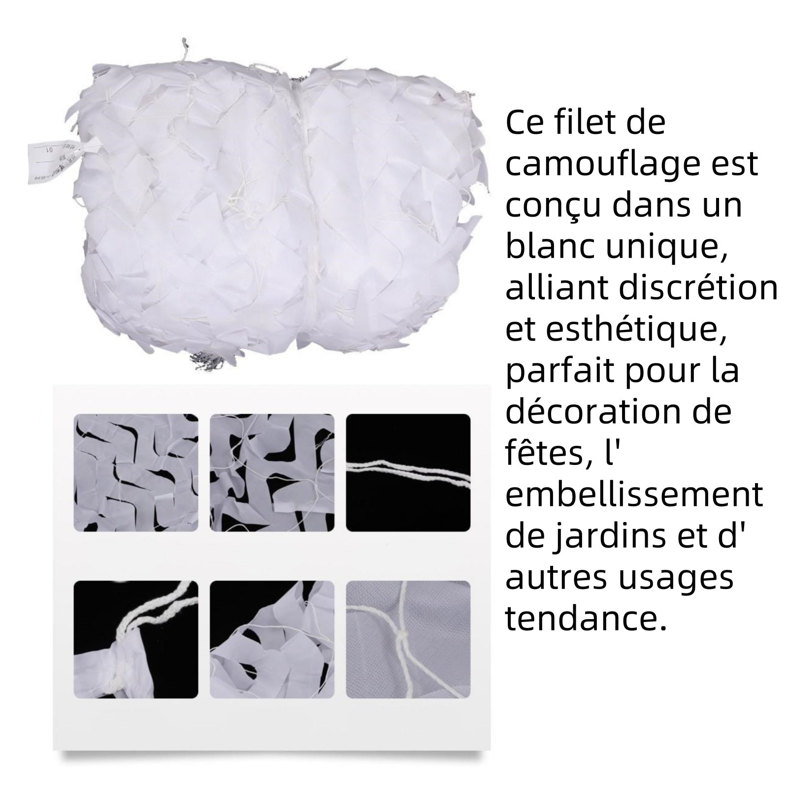 Filet de camouflage blanc 3x3m filet camouflage rouleau de treillis de camouflage pour ombrage jardin camping décorations fête