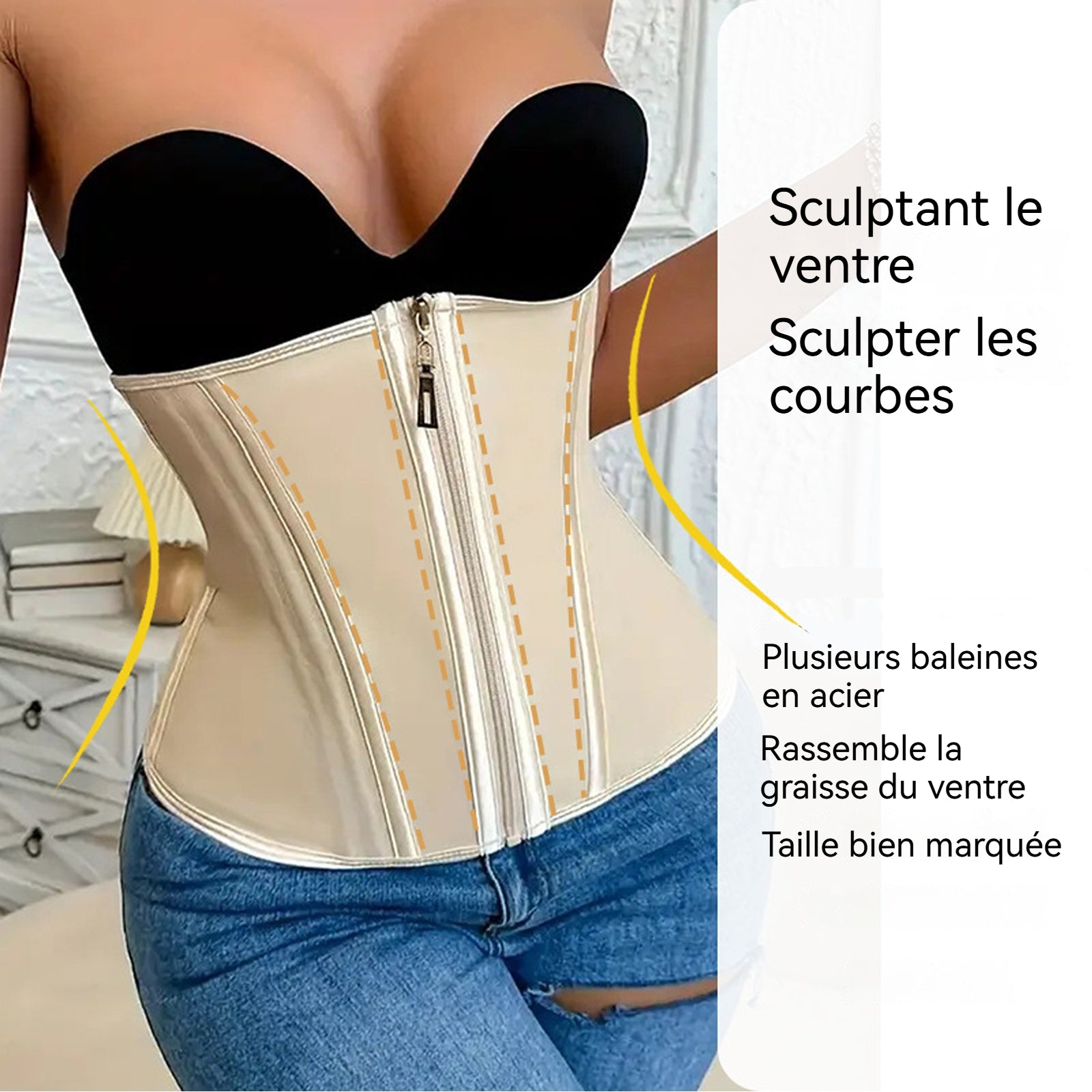 einture abdominale tour de taille 88cm facile à porter durable confortable et respirant ceinture amincissante pour femme abricot