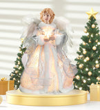 Ange d'arbre de Noël 30 cm Ange lumineux pour décoration d'arbre de Noël Décoration de Noël Cadeau de Noël Blanc