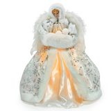 Ornements 30x17x17cm décoration d'arbre de noël pendentif en haut d'arbre de poupée ange blanc livré avec des effets de lumière