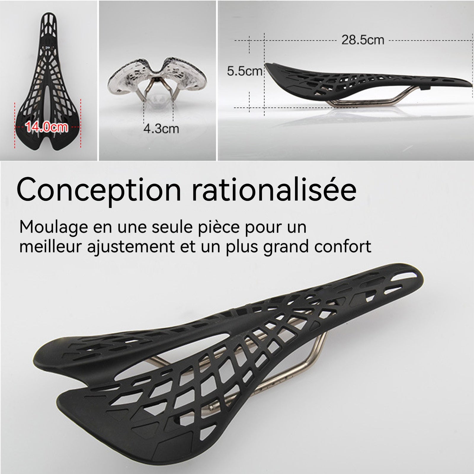 Selle de vélo 180g Dissipation de la chaleur par des orifices d'aération Ergonomie Design aérodynamique Creux 2.siège de vélo