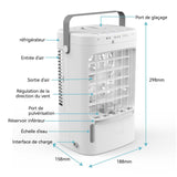 Ventilateur de bureau 2 en 1 19x16x30cm 20W 3 vitesses avec lumières colorées ventilateur de climatisation refroidisseur d'air