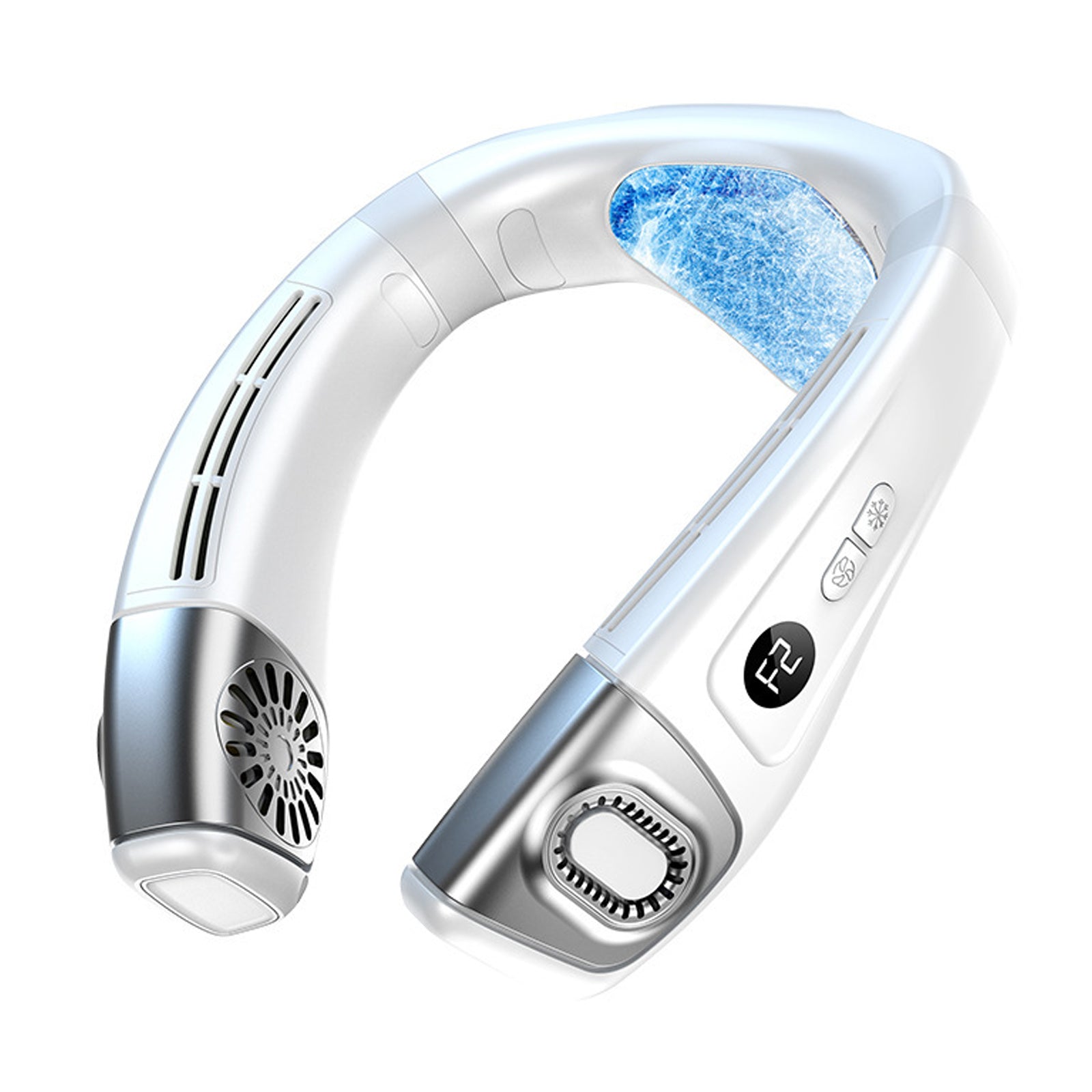 Ventilateur de cou 22,8x18,8x9,8cm 10w 5200mah 3 niveaux réglables avec affichage numérique éventail de cou ventilateur portable