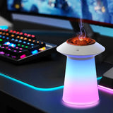 Soucoupe volante aromathérapie, humidificateur d'air de bureau de grande capacité, diffuseur à lumière dégradée sept couleurs