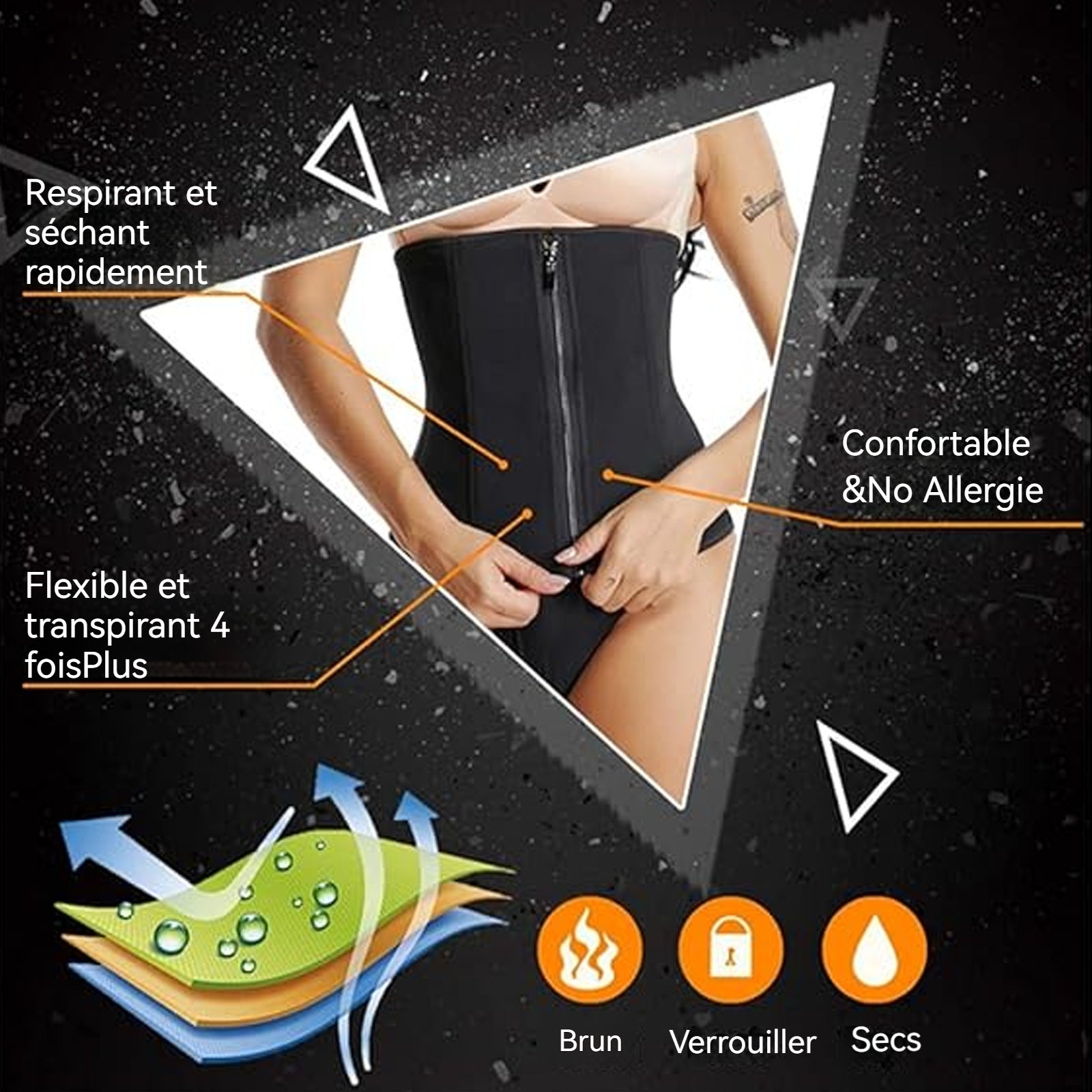 Gaine Amincissante Ventre 80x26 cm plat femme corset minceur serre taille body sculptant femme gainant ceinture amincissante noir