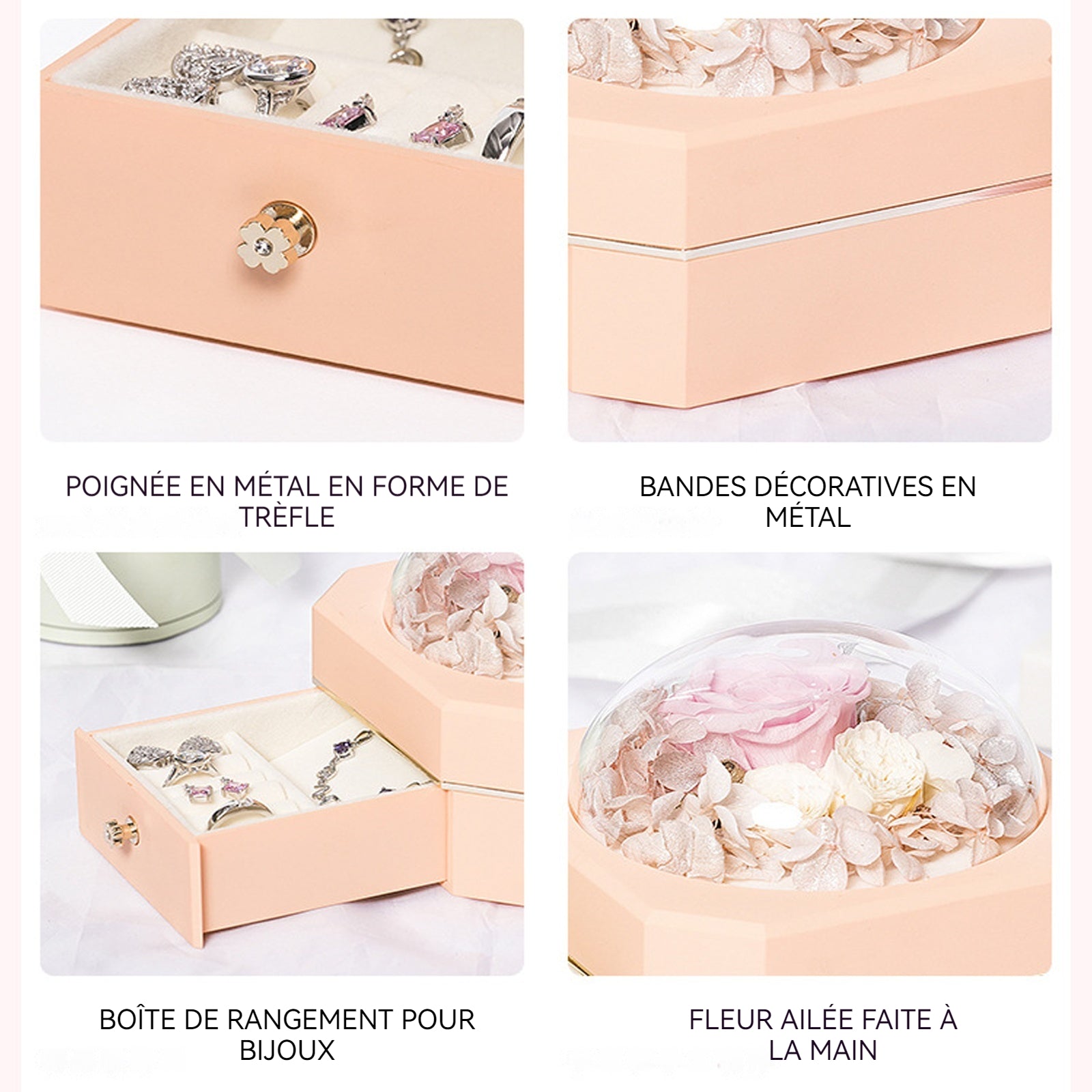 Emballage de noël 11,5x11,5x11cm coffret cadeau décoration rose coffret cadeau de noël boîte à bijoux coffret cadeau exquis noël