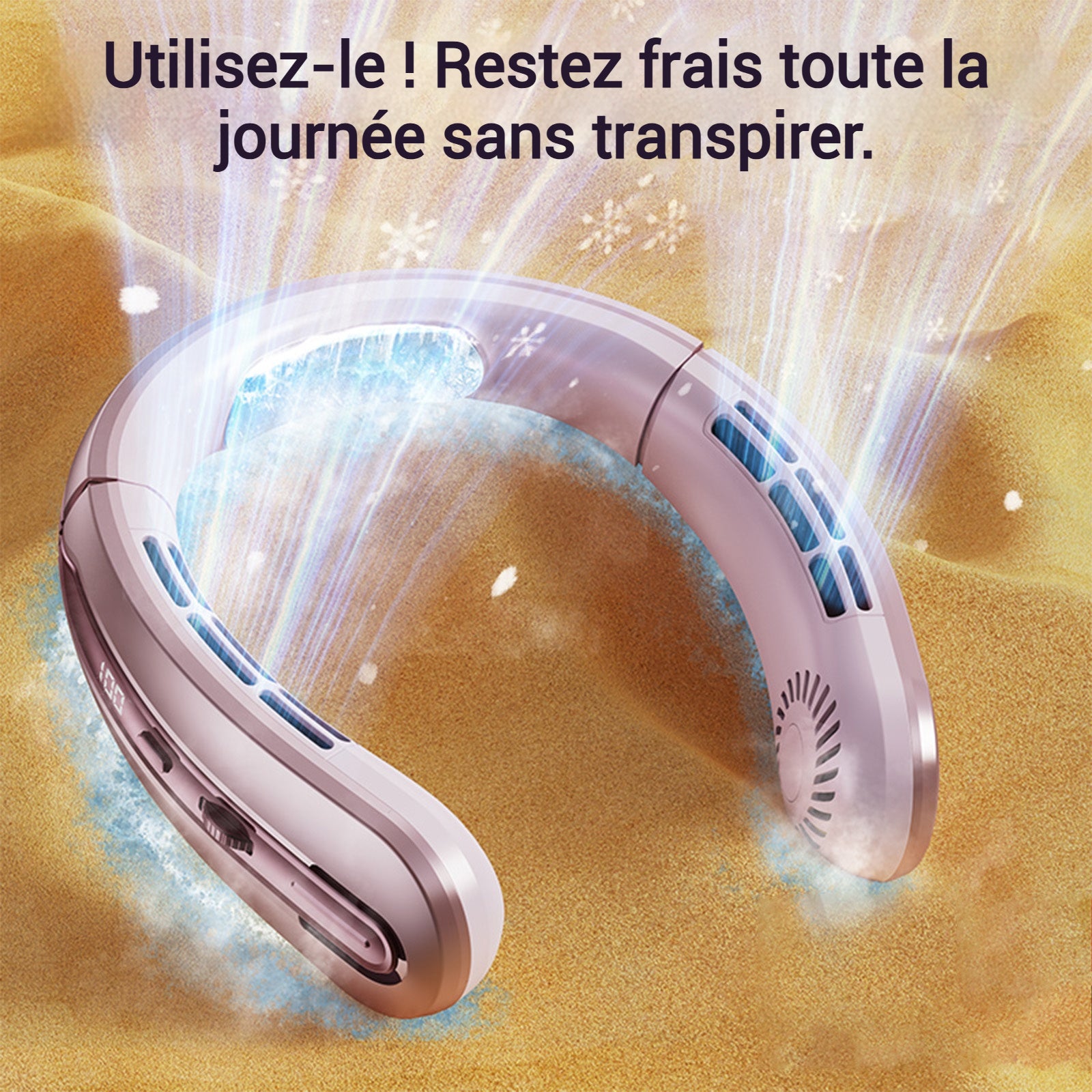Ventilateur 100 vitesses 25 heures d'autonomie double affichage numérique refroidissement porcelaine glacée réduction du bruit
