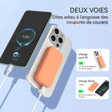Batterie externe magnétique 5000mah 18w power bank batterie externe magnétique sans fil et filaire chargeur ultra fin couleur orange