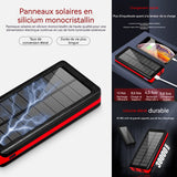 Batterie externe solaire 30000mah avec lumière LED banque d'alimentation portable avec 4 ports USB étanche power bank chargeur