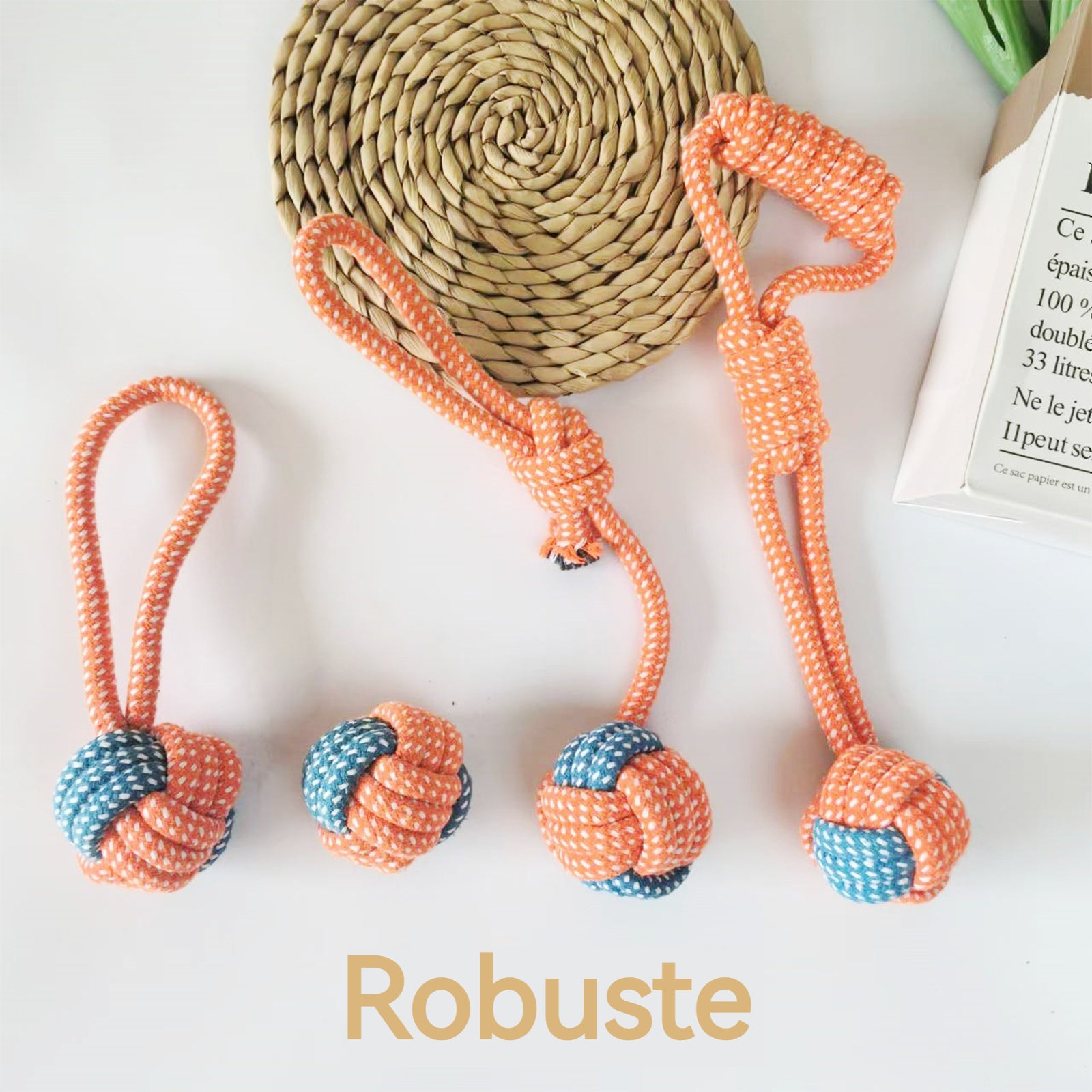Jouets pour animaux de compagnie 4PCS nettoyage des dents résistant aux morsures de corde Corde dentition résistante aux morsures