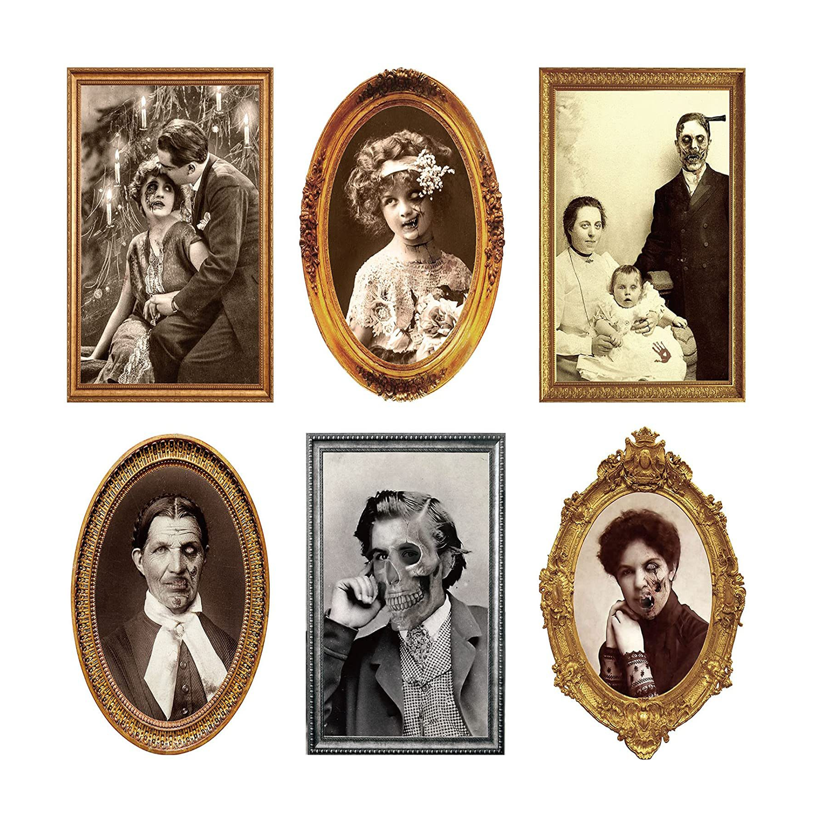 Halloween 6 pièces 26 x 18 cm halloween decoration effrayante de portrait interieur visage changeant 3D d'horreur cadre photo hantée