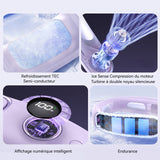 Ventilateur de cou violet 7.6W 20,2x19x11,3cm 5 vitesses réglables avec affichage numérique réglable éventail de cou portable