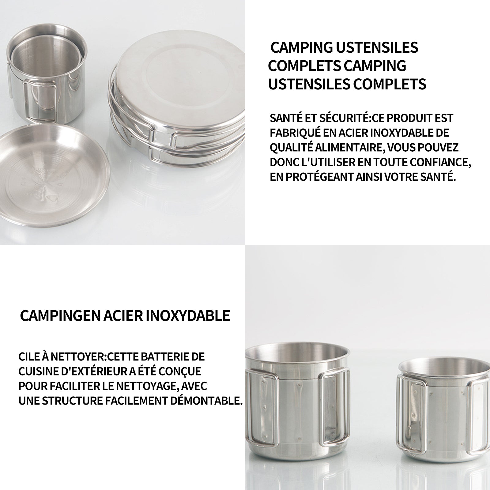 asseroles camping 8 pcs batterie de cuisine de camping camping ustensiles complets ensemble de casseroles et poêles portables