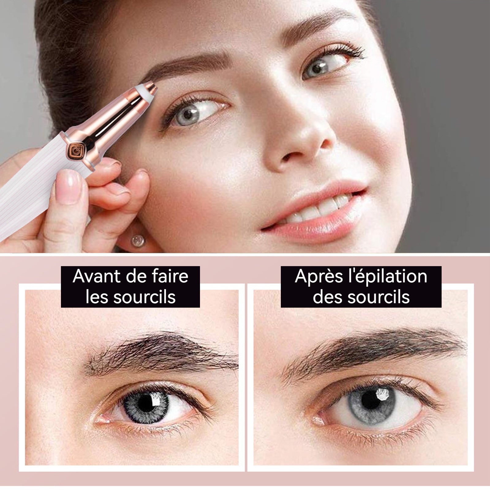 Tondeuse à sourcils 600mAh tête tondeuse à sourcils tridimensionnelle avec éclairage corps antidérapant utilisation polyvalente