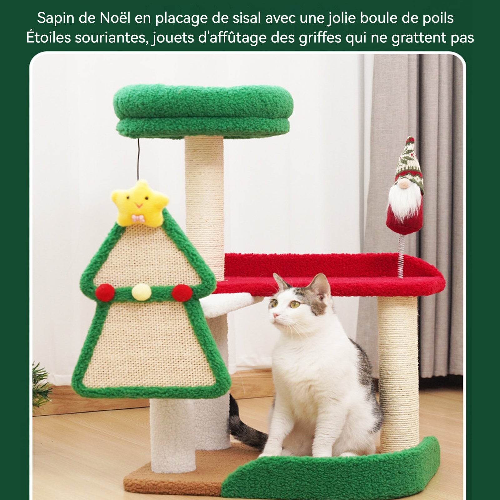 Arbre à chat sisal nouveau style de noël petite plateforme de saut jouets pour chats durable et résistant à l'usure multi niveaux