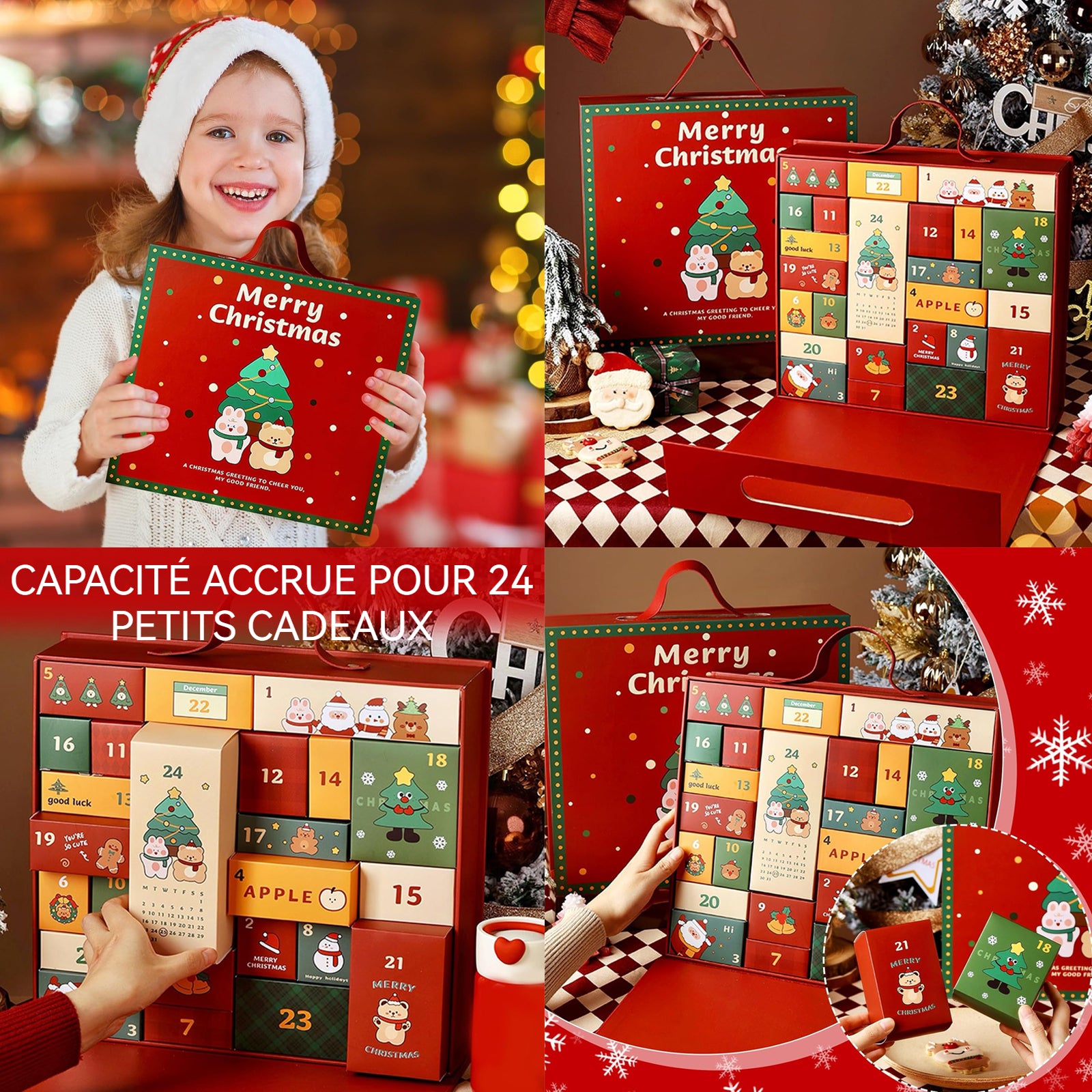 Calendrier de l'Avent à remplir avec 24 boîtes vides emballage de noël à remplir soi-même pour hommes femmes et enfants DIY noël