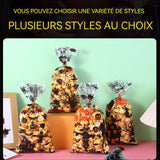 Halloween 12 pièces sac de collation transparent en toile d'araignée décorations de fête de vacances sac d'emballage en plastique