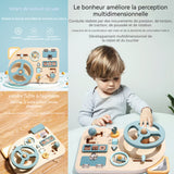 Jouet montessori 20,5x29,5cm busy board le volant simule l'expérience de conduite une variété d'accessoires sûrs et sophistiqués