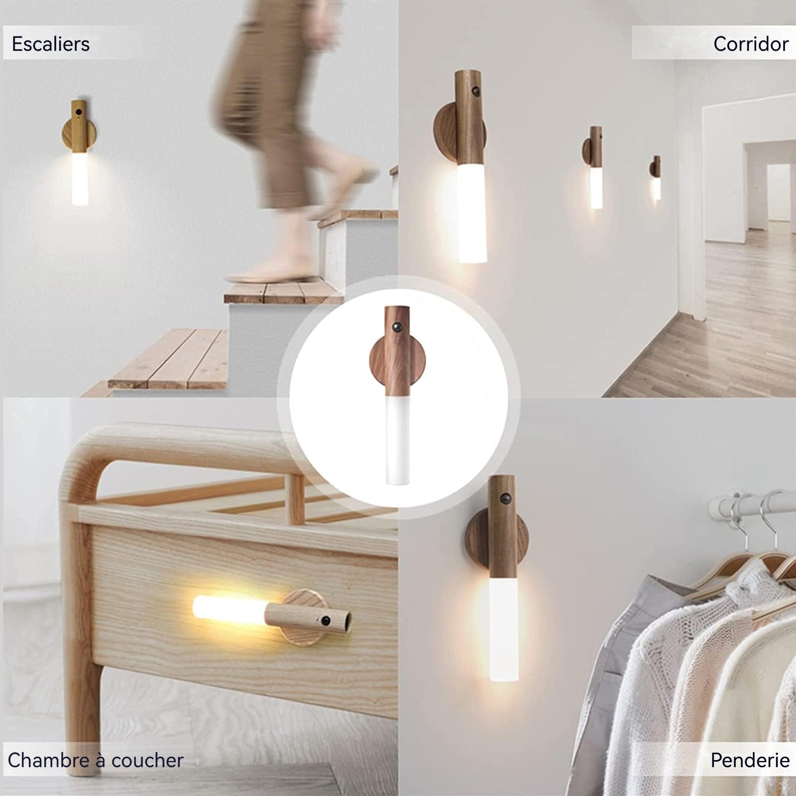 Applique murale magnétique ABS sans fil veilleuse LED rechargeable murale avec détecteur de mouvement lampe de chevet portable