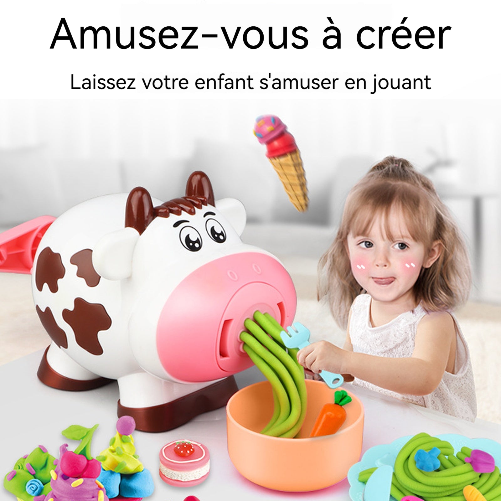 Accessoires en pâte à modeler pour enfants 19PCS avec 8 boîtes de pâte à modeler machine à glace outils de pâte à modeler enfant