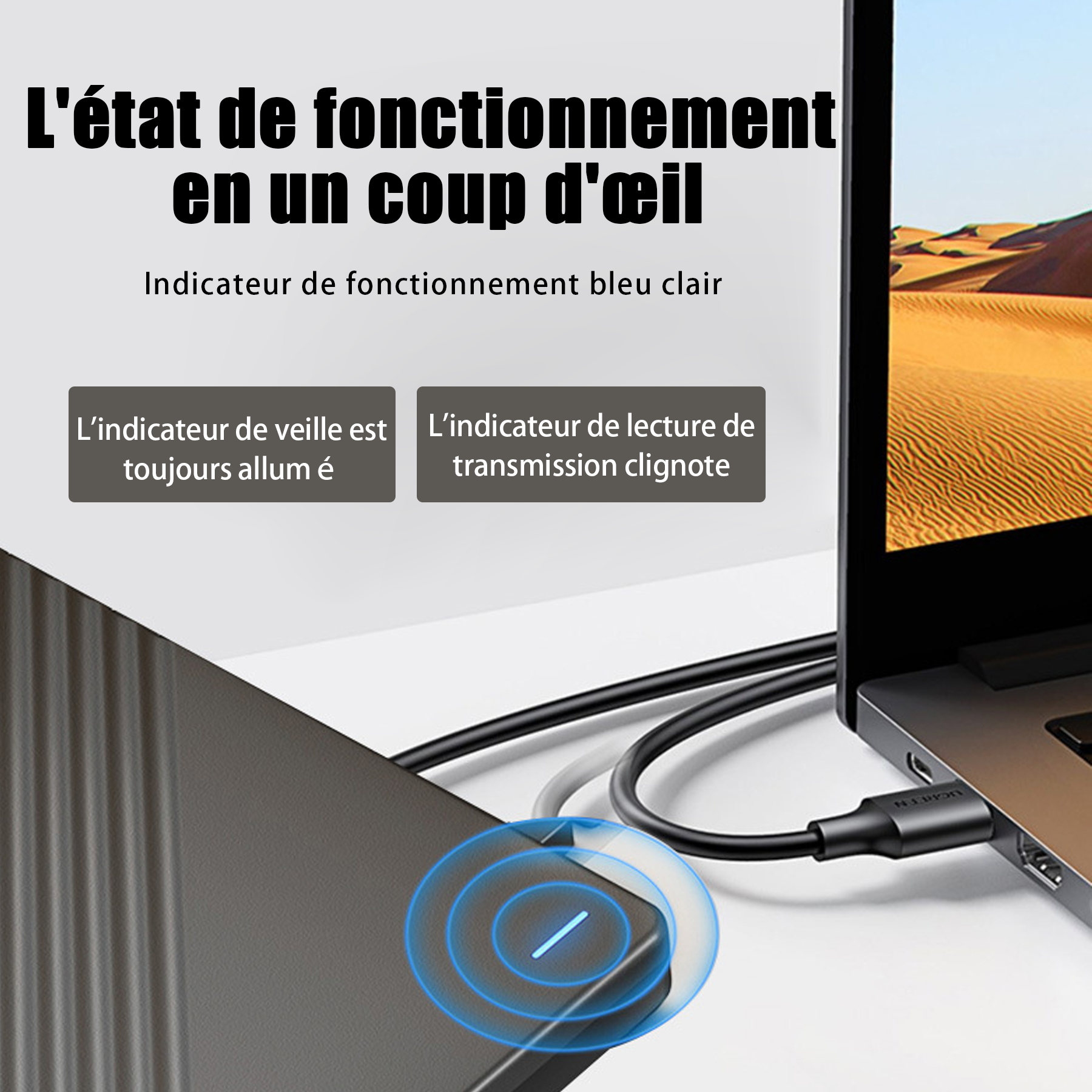 Disque dur externe 750GB USB 3.0 disque dur externe mobile storage 5400 tr/min Système de support Windows/OS/Linux aluminium noir