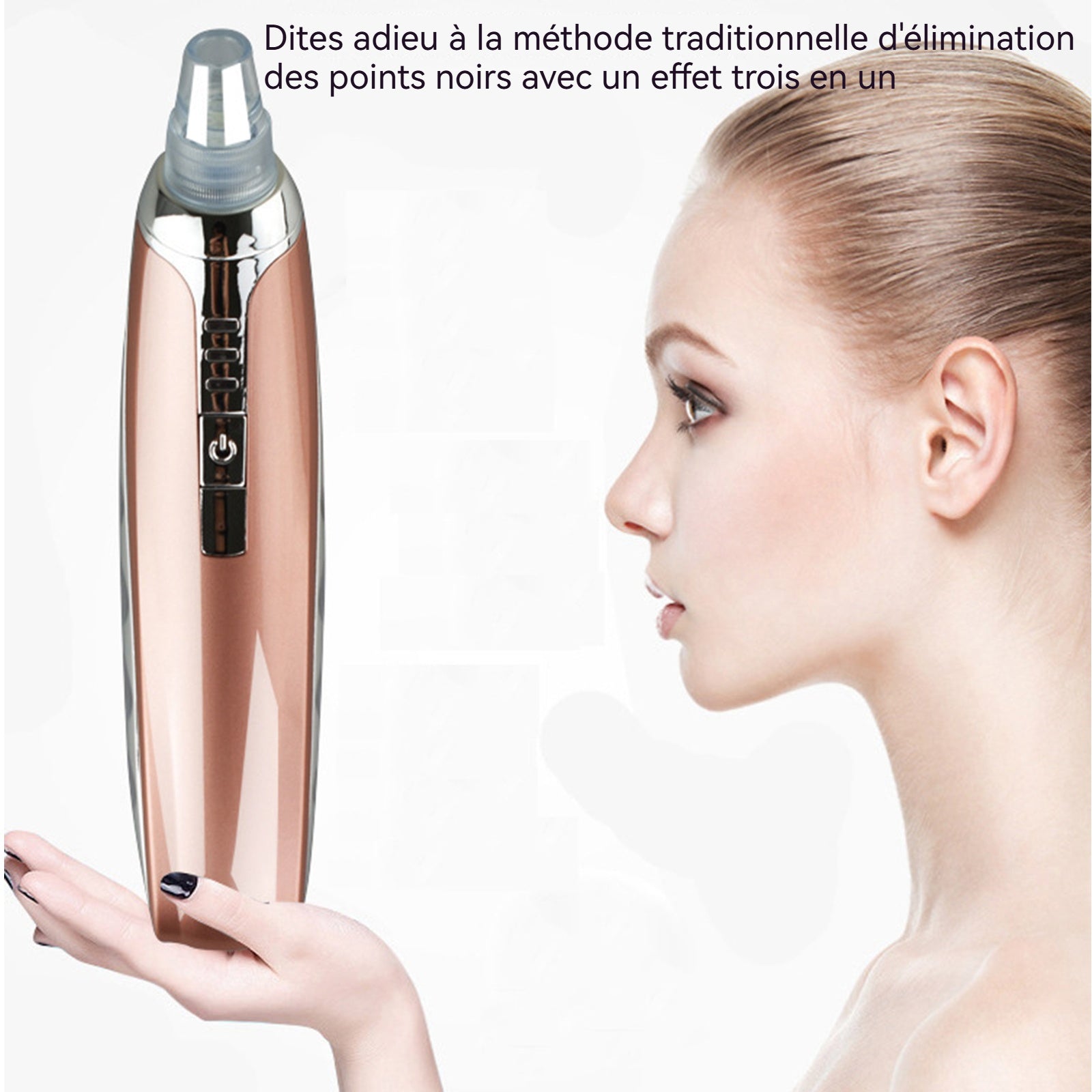 Aspirateur Point Noir 600mAh Réglage à trois vitesses Sept embouts Chargement USB Portable Aspirateur Point Noir électrique