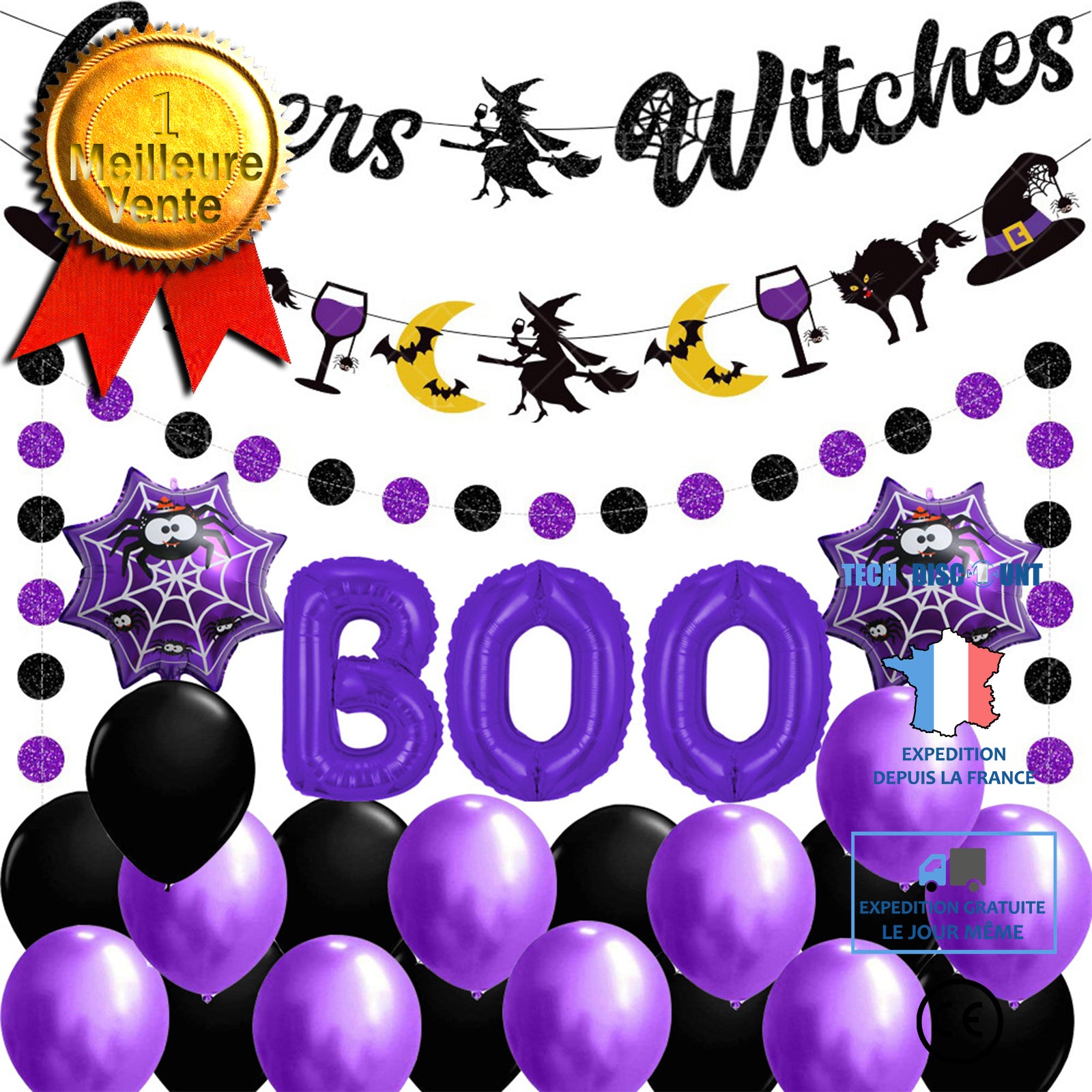 Halloween decoration sorcière fête décoration halloween fête tirer drapeau bannière ensemble araignée boo ballon