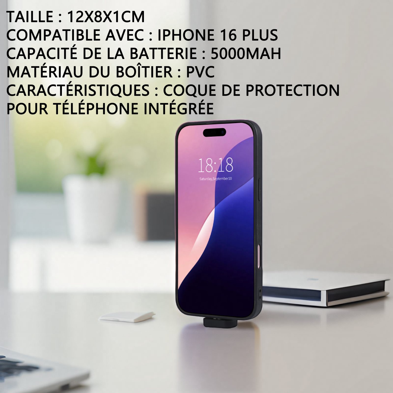 Batterie externe 5000mah pour iph16 plus batterie à clip arrière pour téléphone portable alimentation mobile à affichage numérique