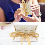 Boîtes cadeaux 9 cm 50 pièces Estampage or et argent Papier Avec ruban Crée une ambiance festive Idéal pour les fêtes Boite dragee