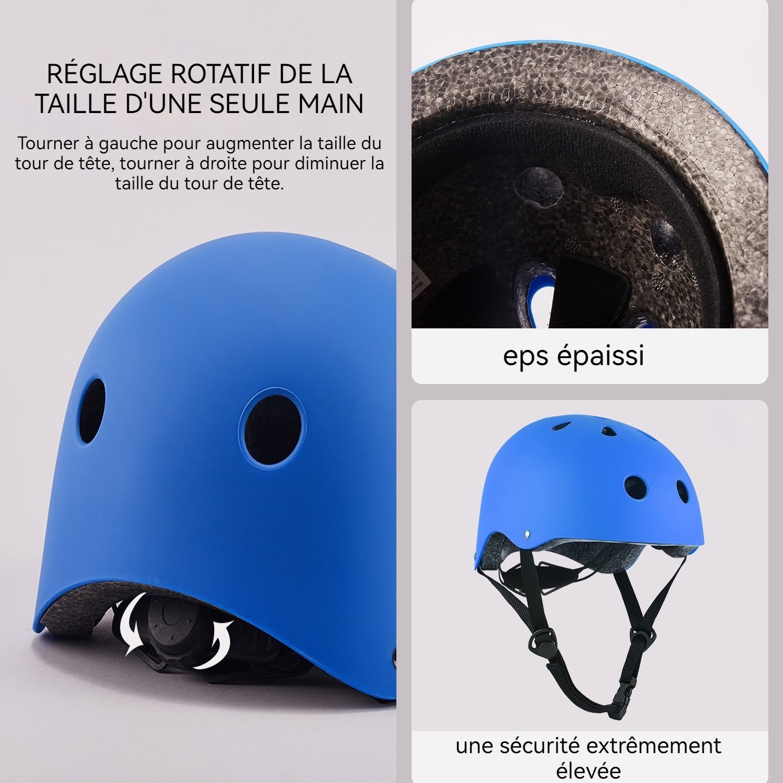 asque de vélo 50-54cm cycles casque d'équitation equipement pilote réglable léger casque léger homme et femme casque de velo bleu