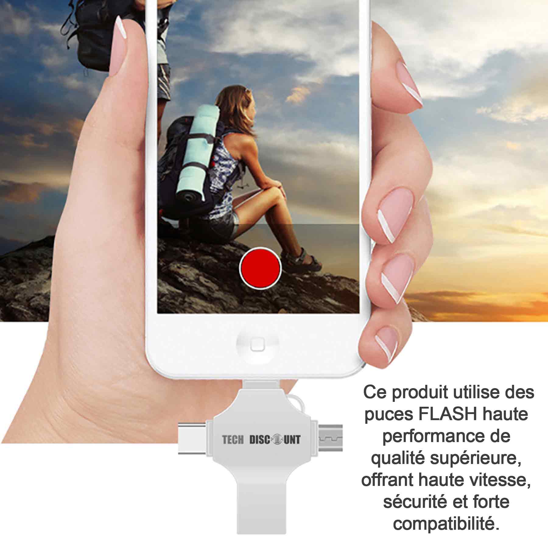 Clé usb 4 en 1 64 GO clé usb stockage mémoire flash multimédia compatible téléphones portables ordinateurs double usage téléphone
