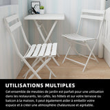 Salon de jardin 3 pièces avec table et 2 chaises pliantes ensemble table pliable table de jardin mobilier d'extérieur bistro set