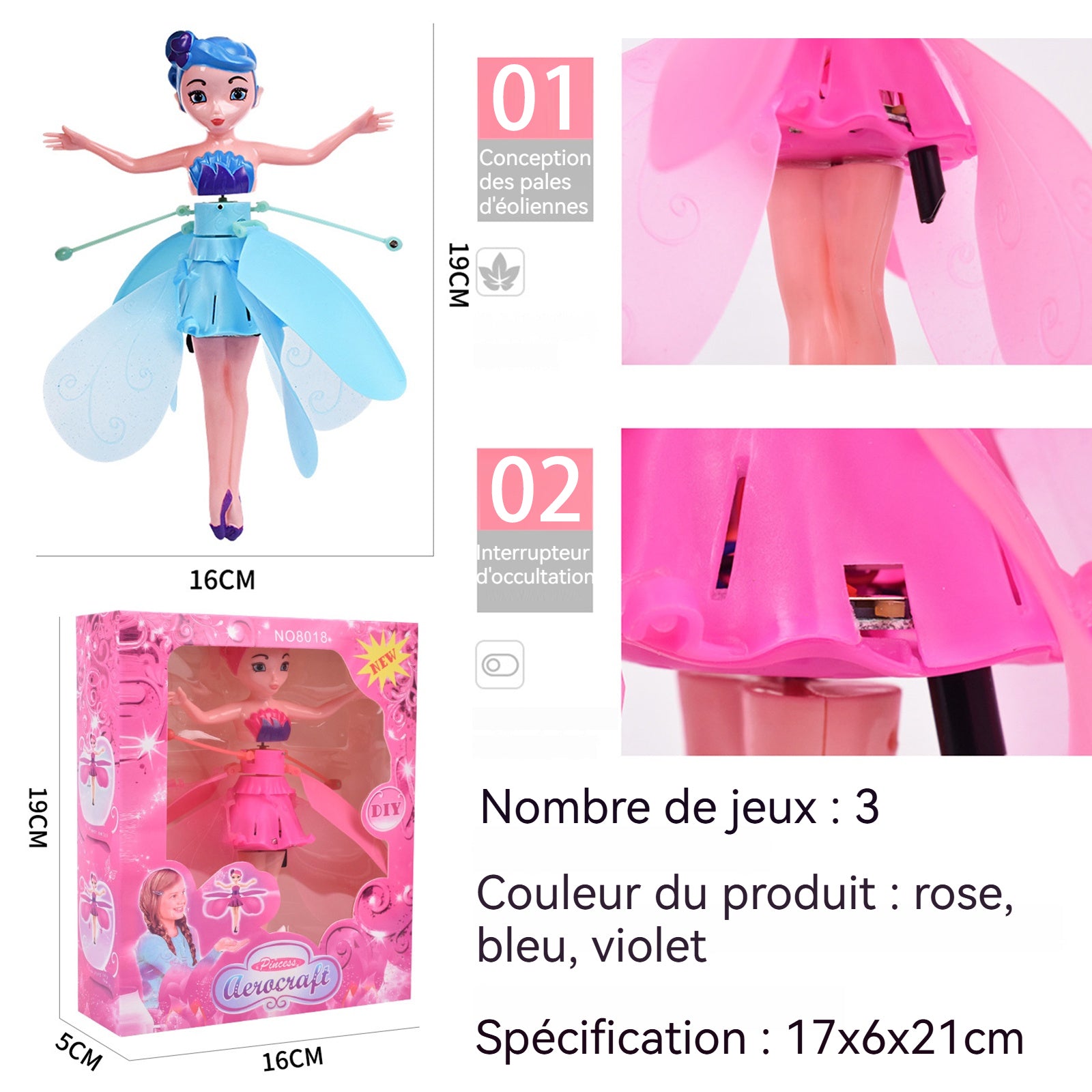 Jouet Volant 3pcs Flying Fairy Styling Hovering Colourful Safety USB Charging Eco-friendly Drop-proof  Mini drone pour enfants