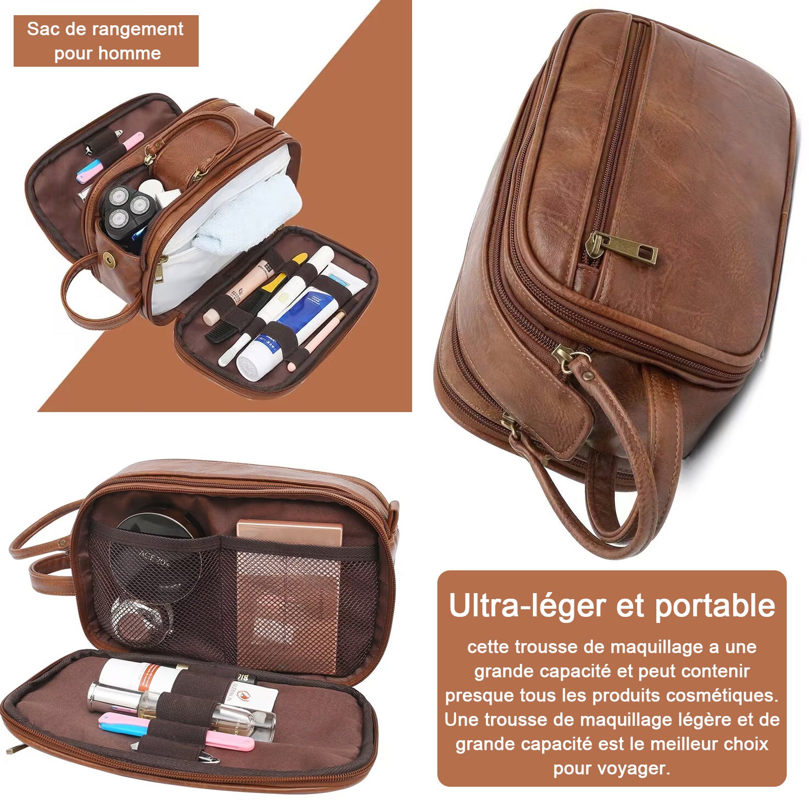Trousse de toilette 26.5x15x16CM grande capacité Imperméable suspendu trousse de maquillage étanche sac voyage organisateur pratique